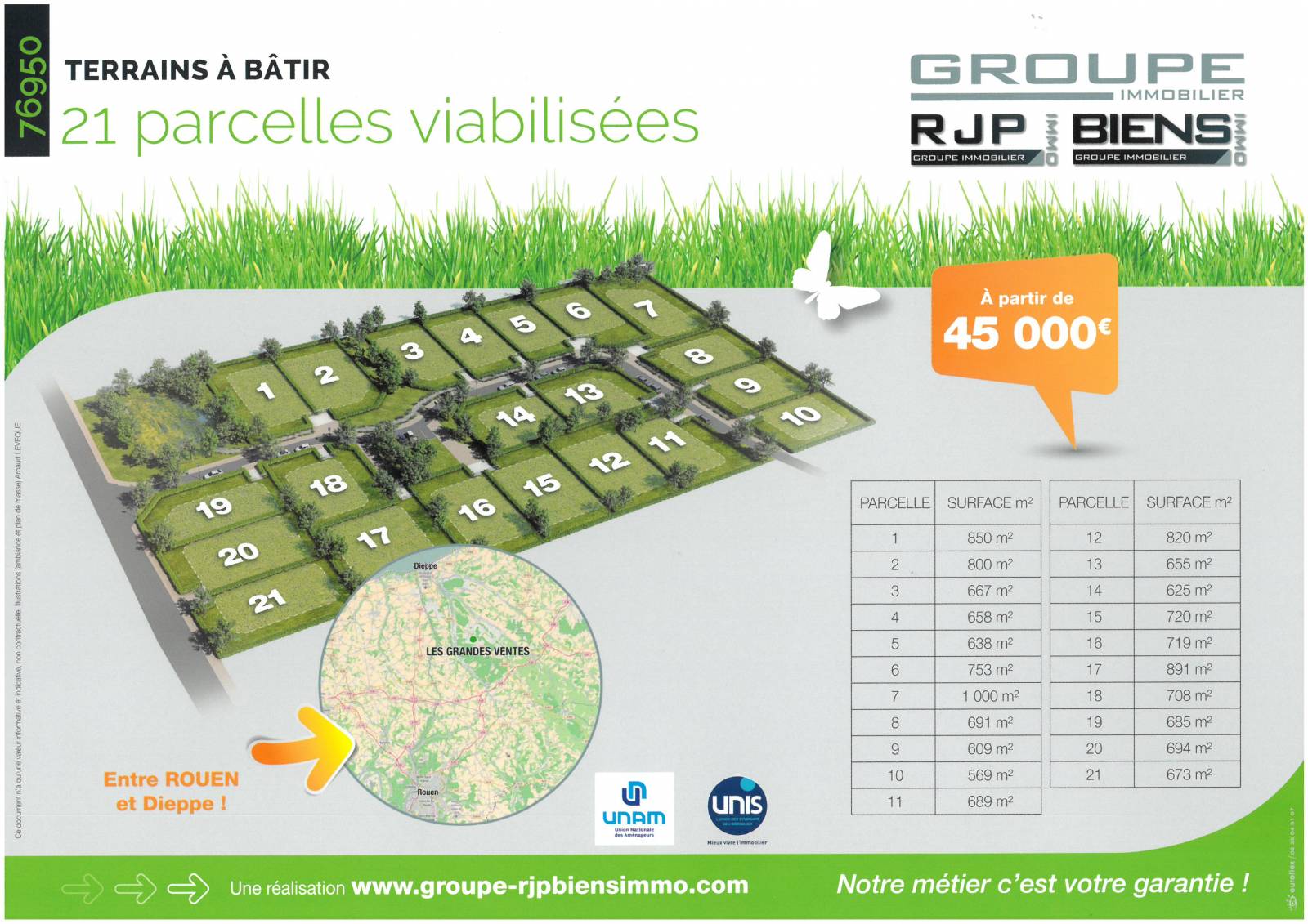 Vente de terrains à bâtir en lotissement LES GRANDES VENTES pour faire construire une maison