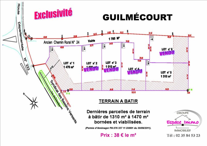 GUILMECOURT PARCELLE DE TERRAIN A VENDRE